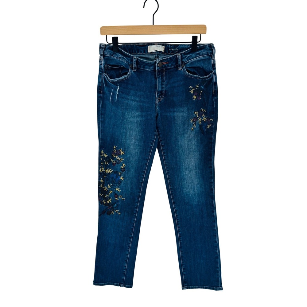 Sundance Magnolia Embroidered Skinny Stretch Denim Jeans Dark Wash Size 31